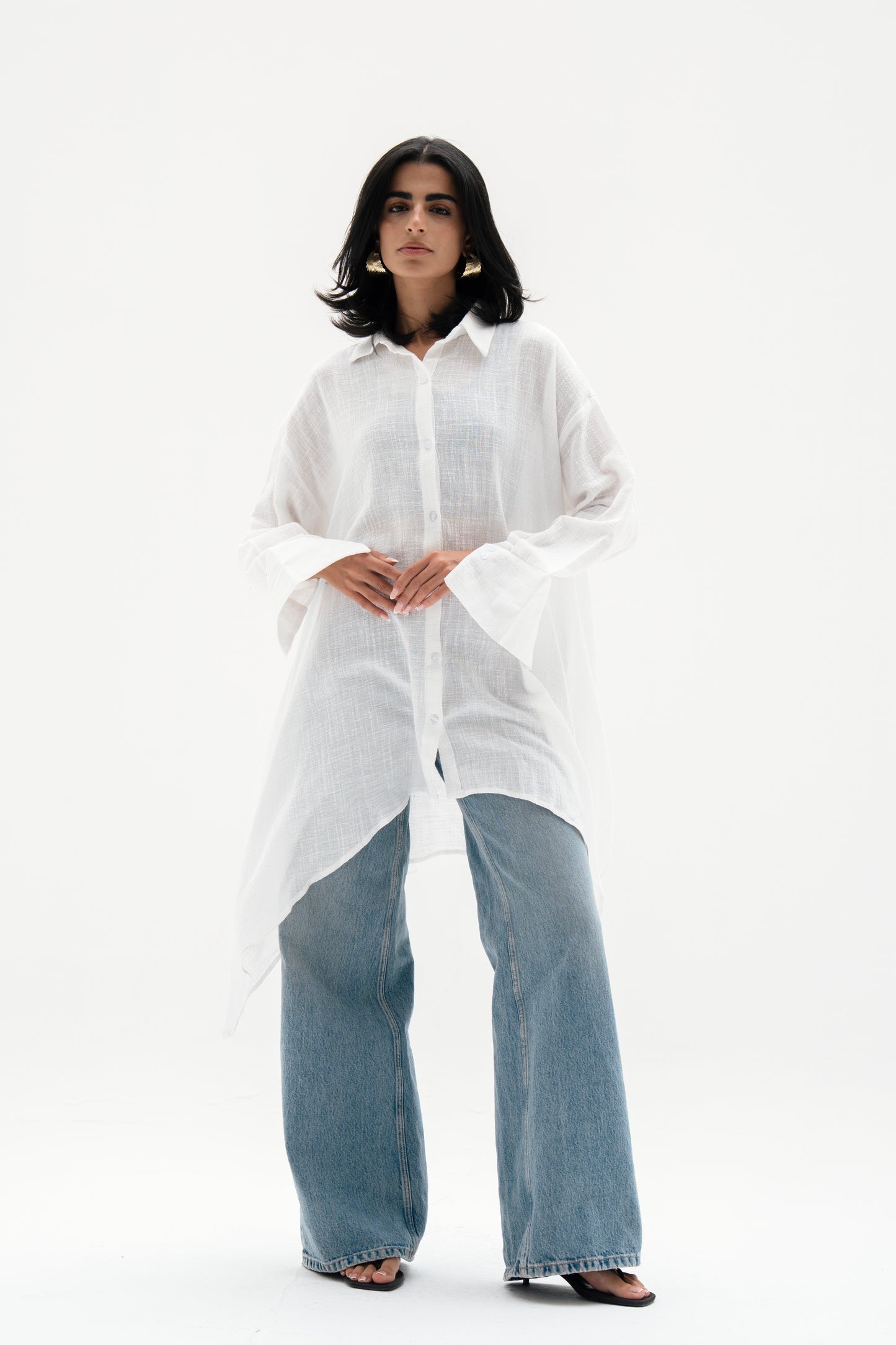 Asymmetric Linen Shirt in White