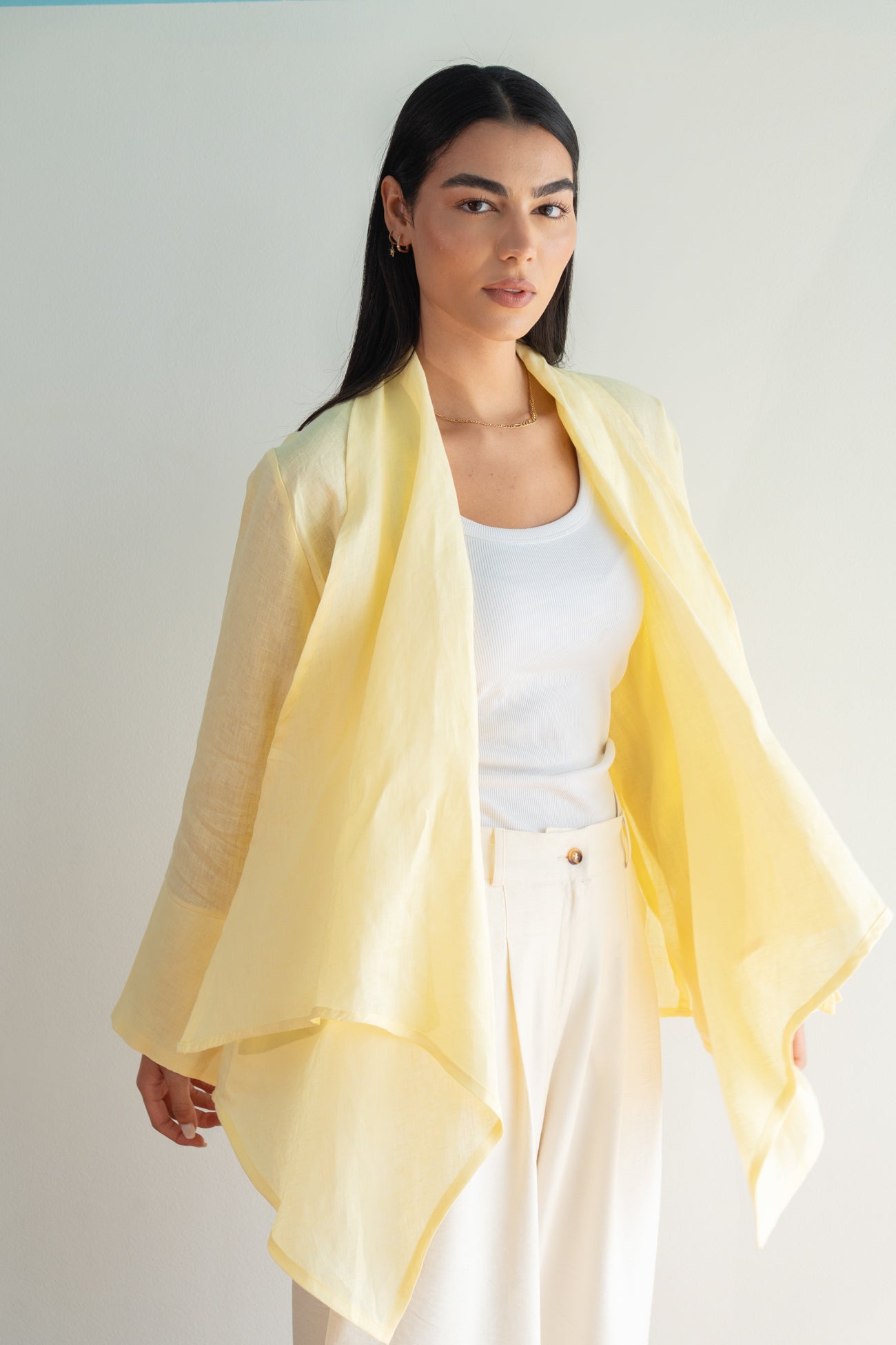 Everyday Linen Cardigan in Yellow