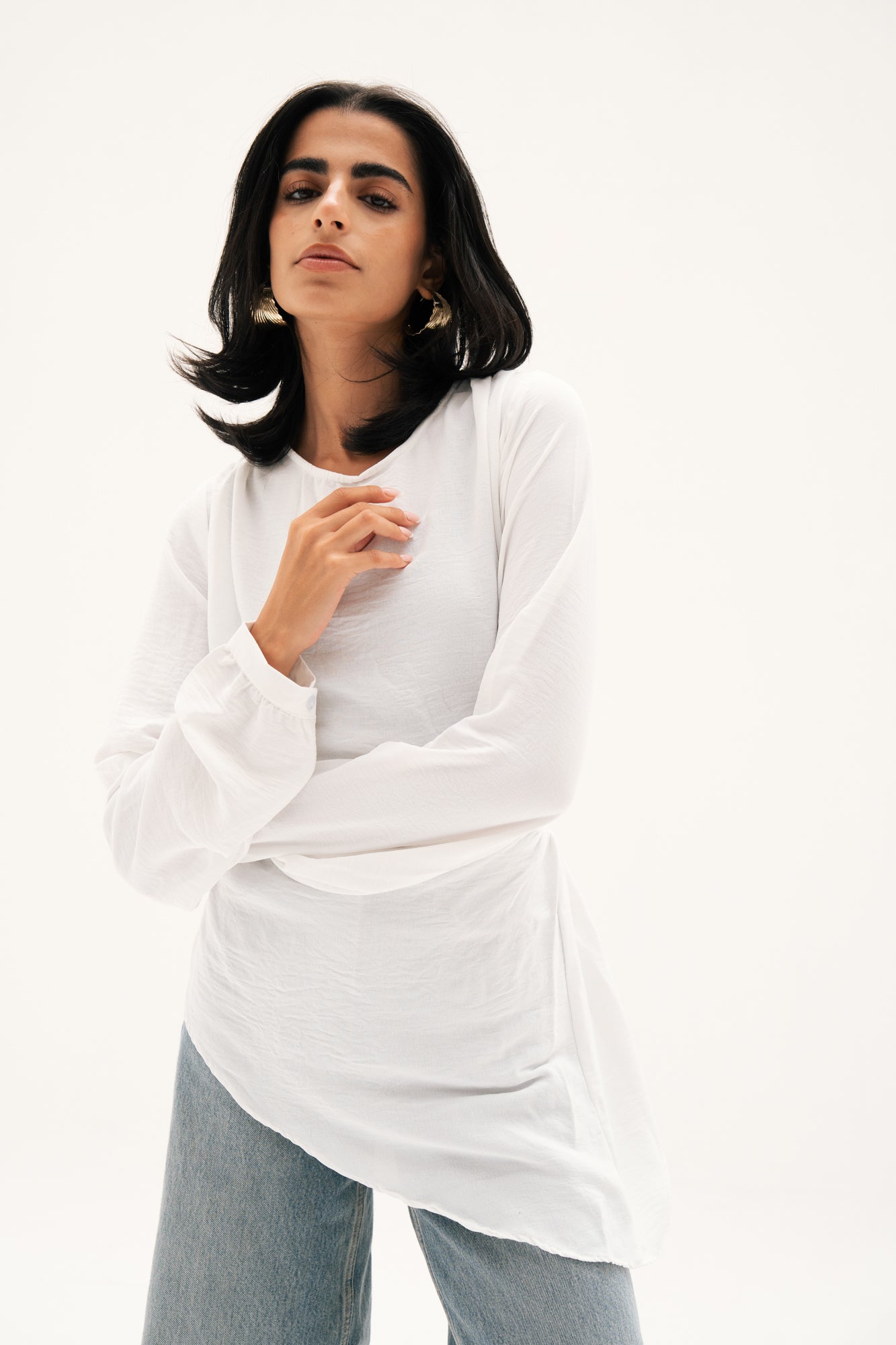 “Graceful Breeze” Flowy Blouse in Off-White
