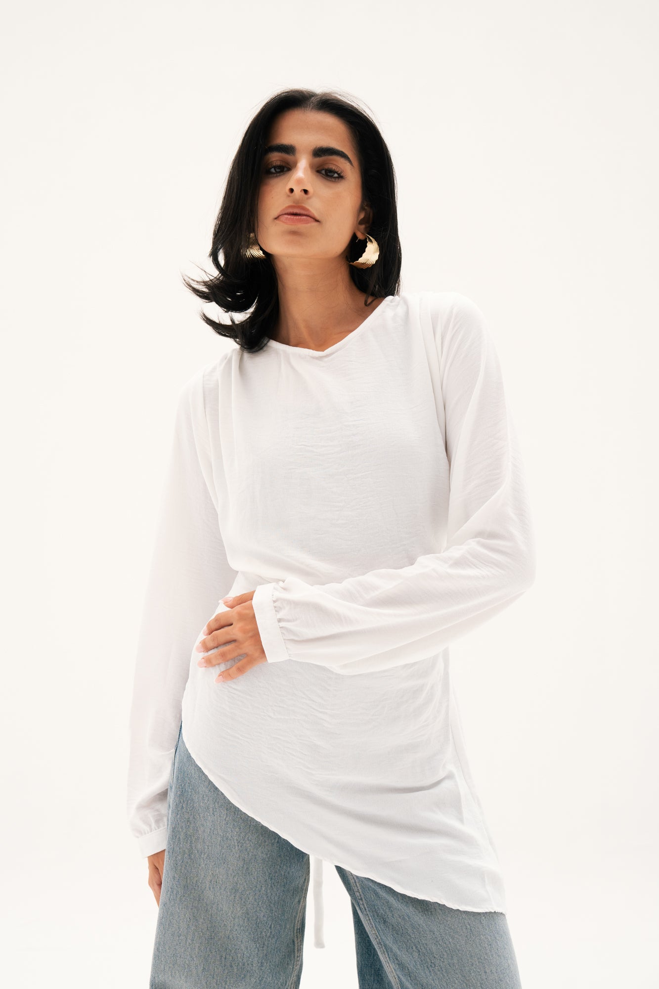 “Graceful Breeze” Flowy Blouse in Off-White
