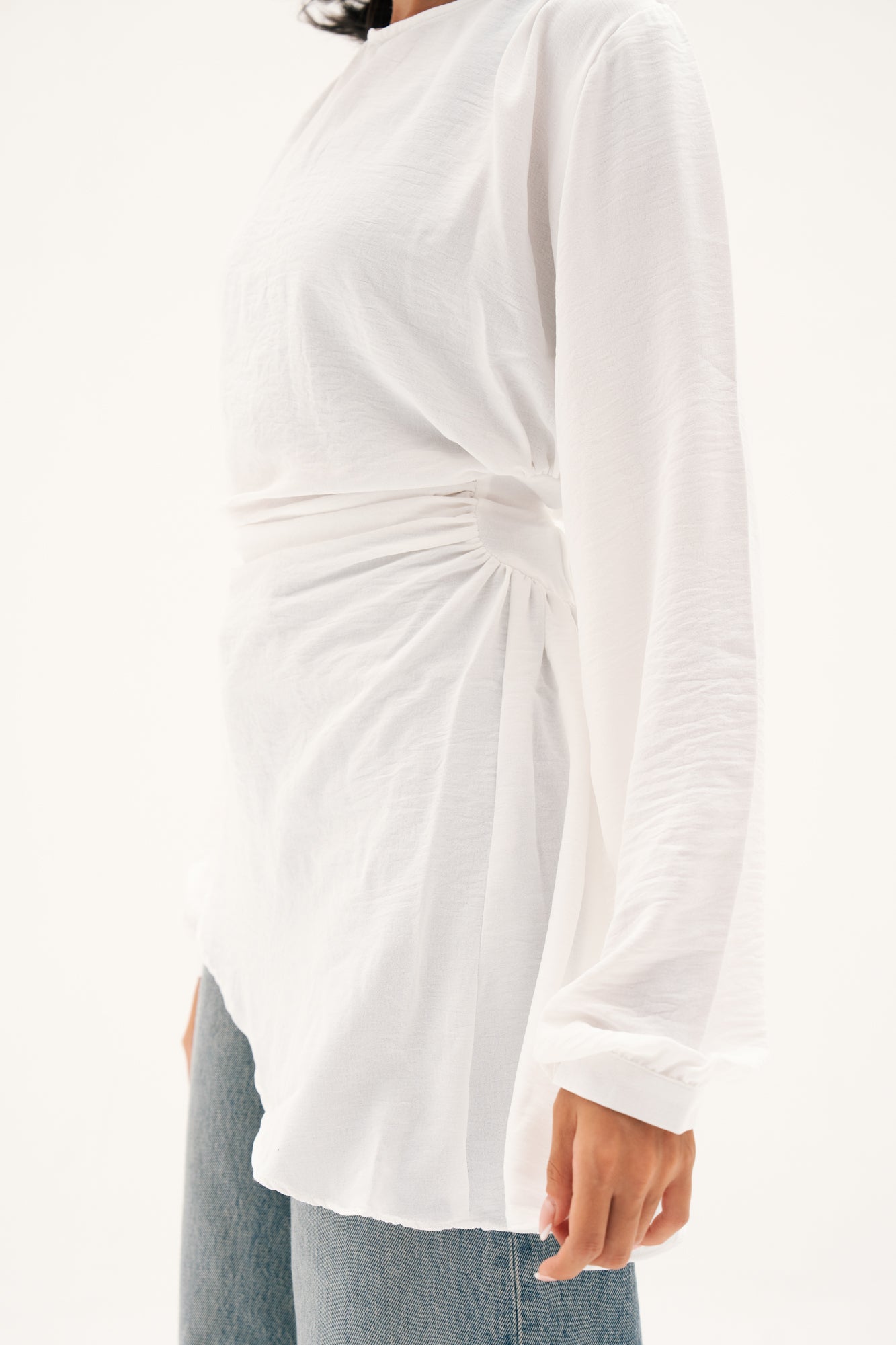 “Graceful Breeze” Flowy Blouse in Off-White