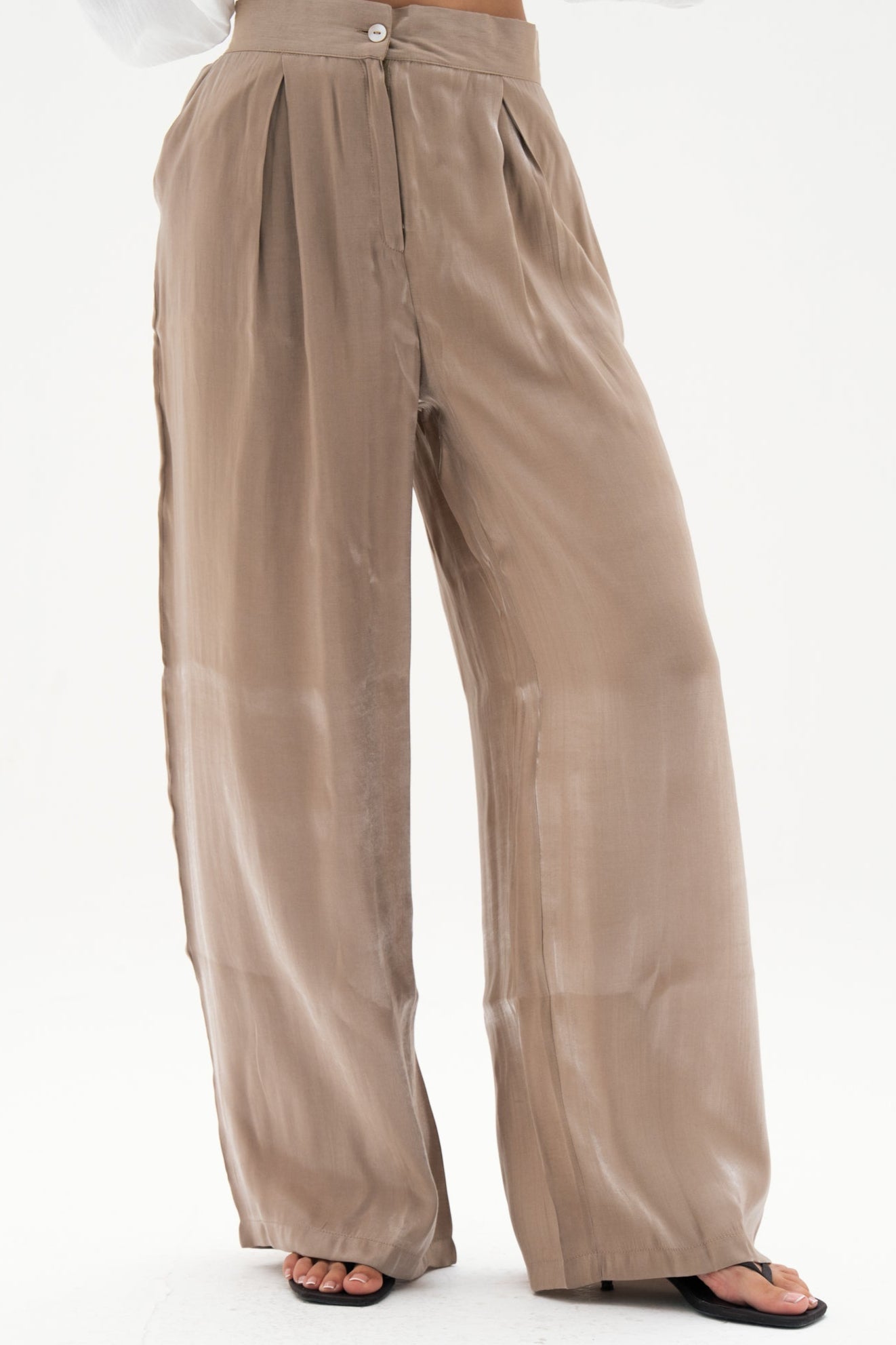 Shiny Shimmer Pants in Cafe