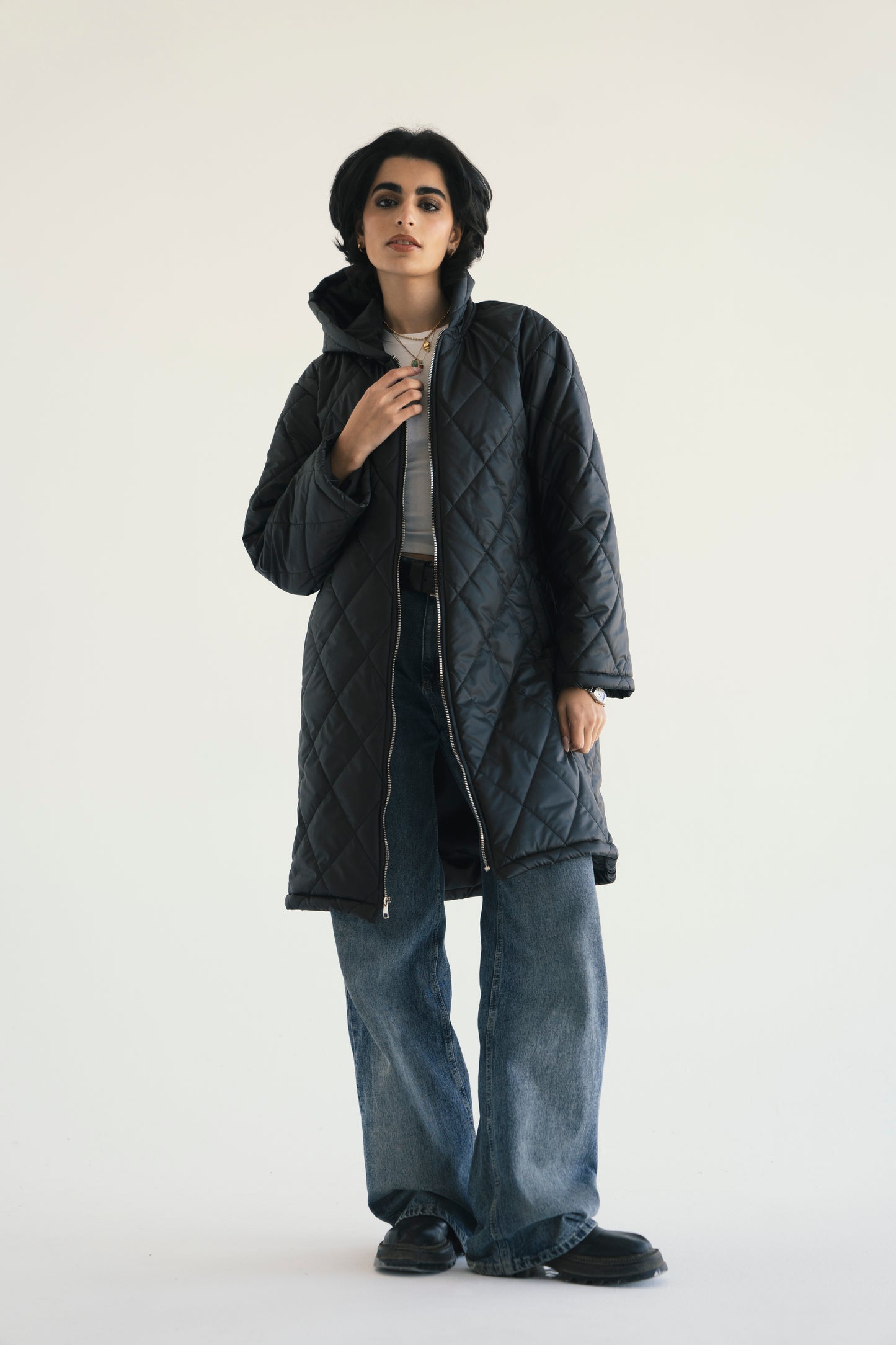 Hooded Puffer Jacket in Black