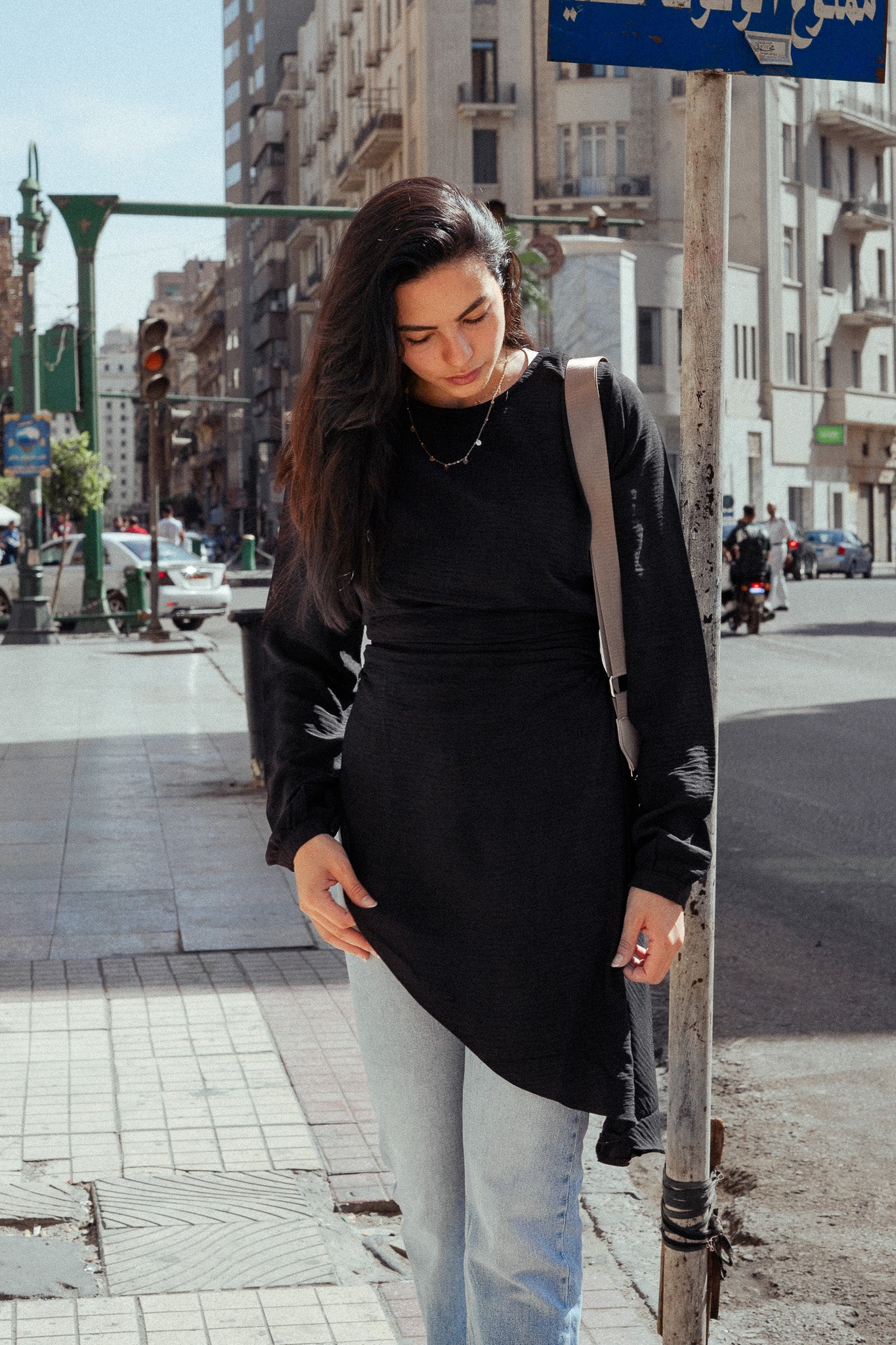 “Graceful Breeze” Flowy Blouse in Black