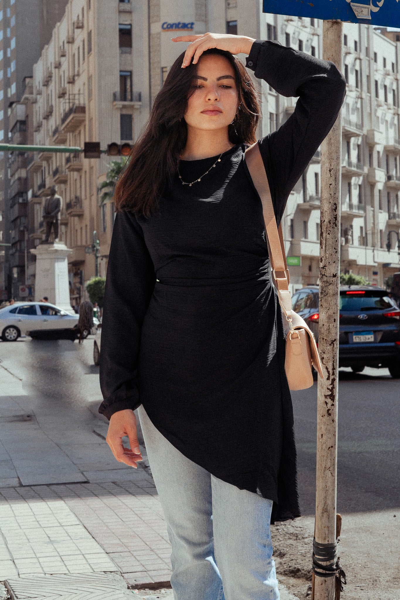 “Graceful Breeze” Flowy Blouse in Black
