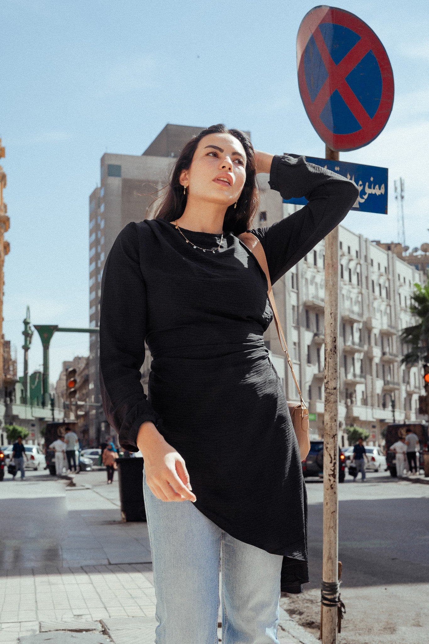 “Graceful Breeze” Flowy Blouse in Black