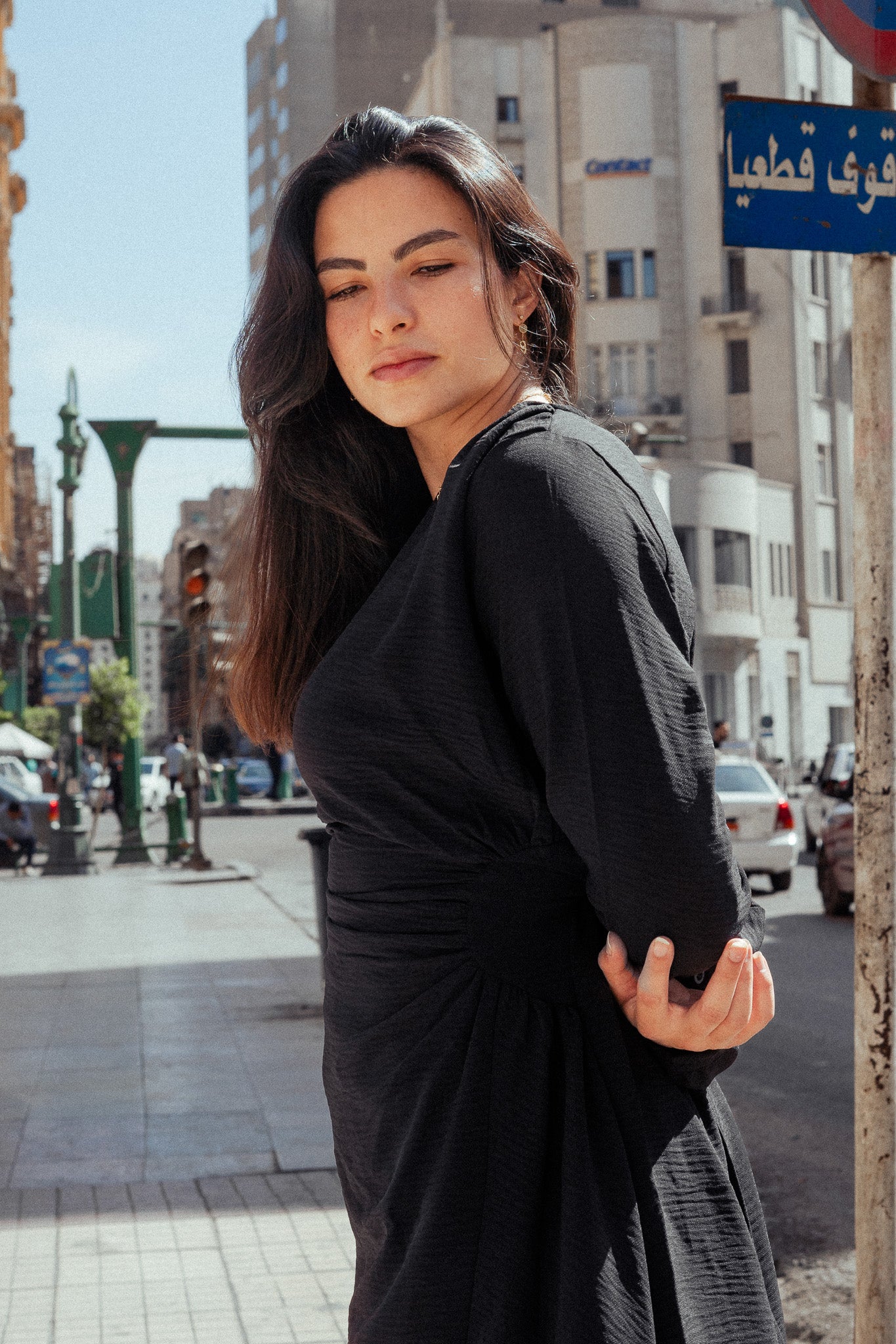 “Graceful Breeze” Flowy Blouse in Black