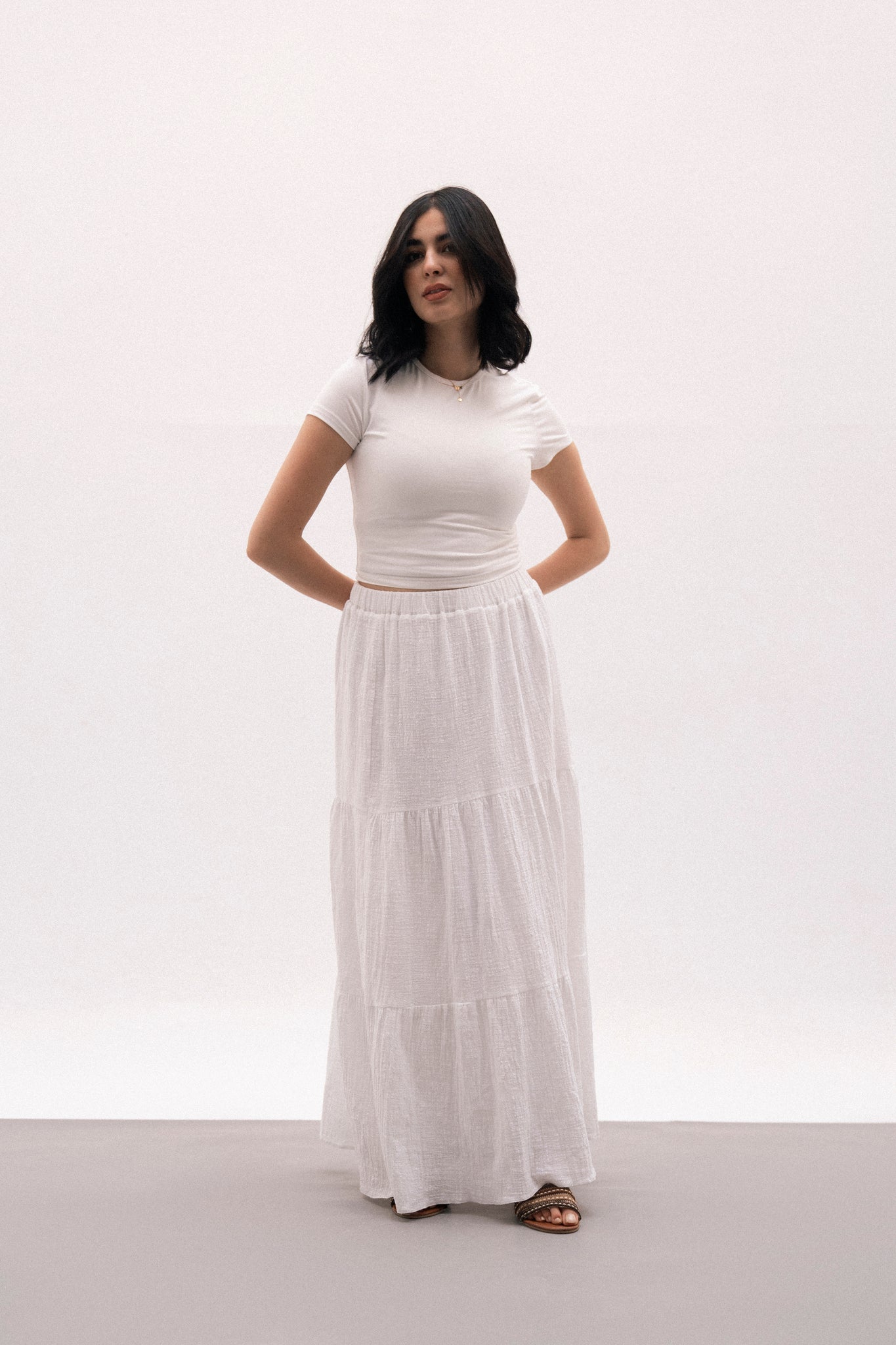 Summer Linen Skirt in White