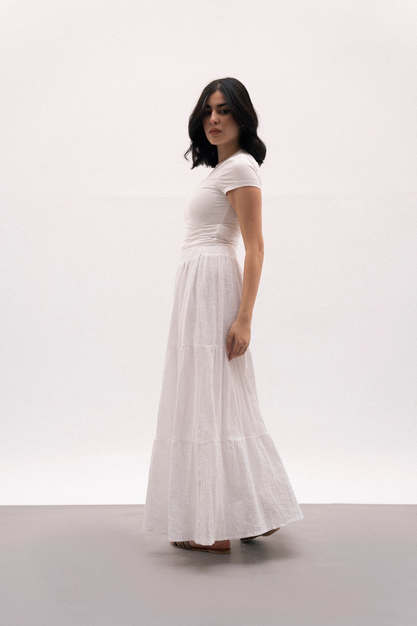 Summer Linen Skirt in White