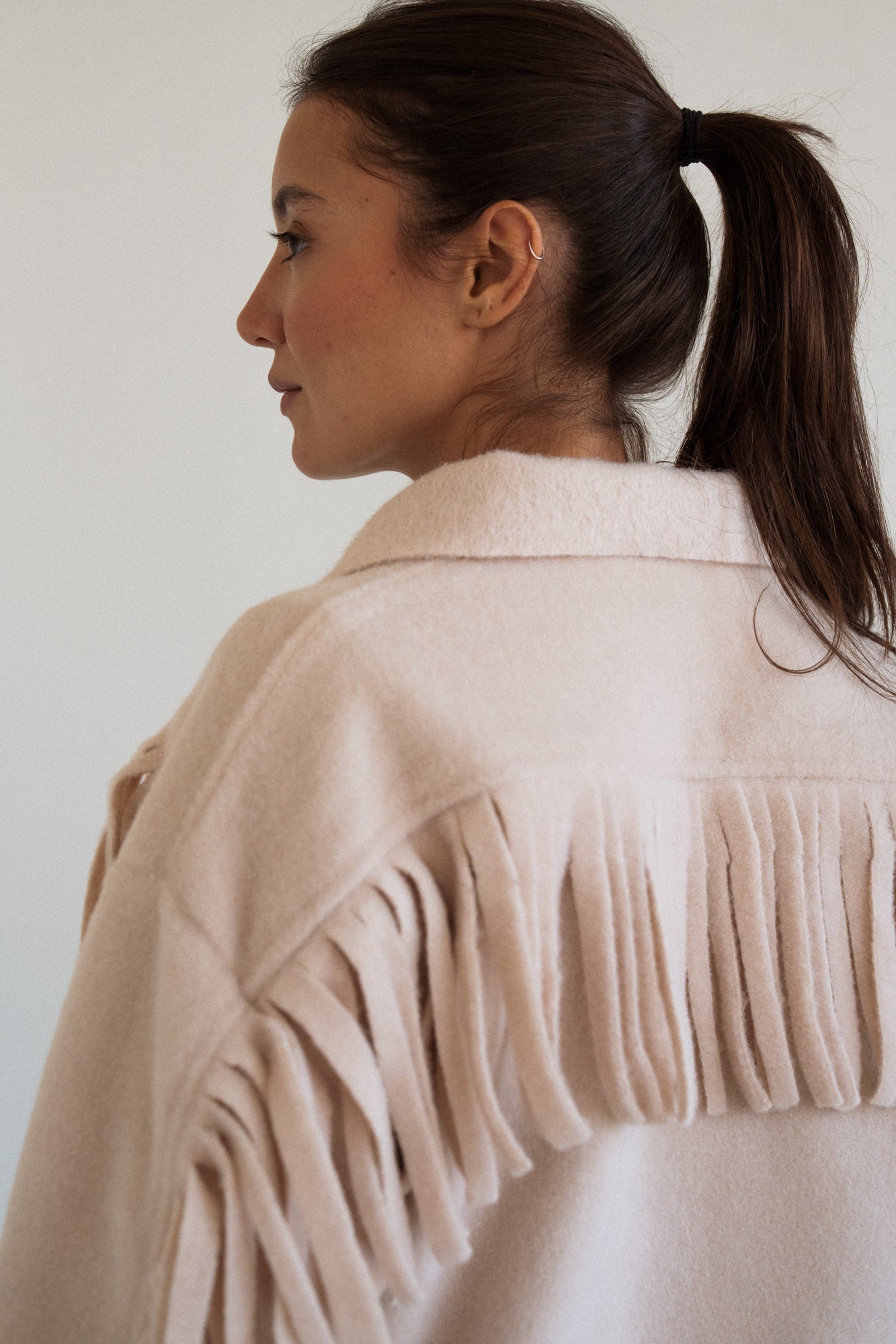 The Fringe Jacket in Cream Offwhite