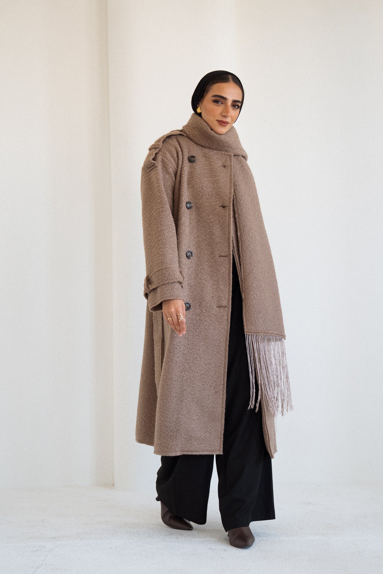 The Scarf Trench Coat in Cafe