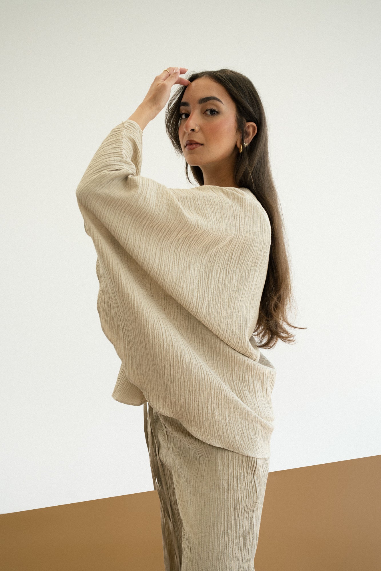 Crinkle Bloom Set in Beige