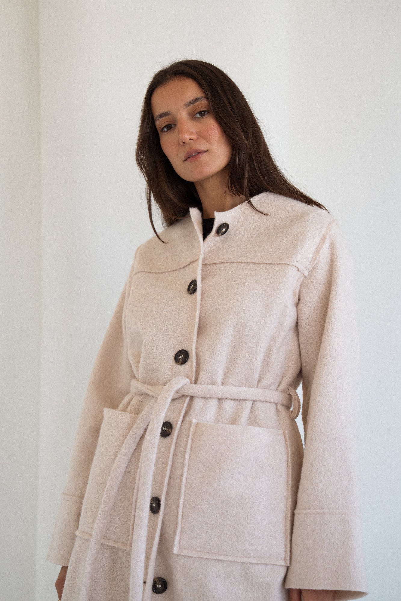 The Mohair Coat in Cream Offwhite