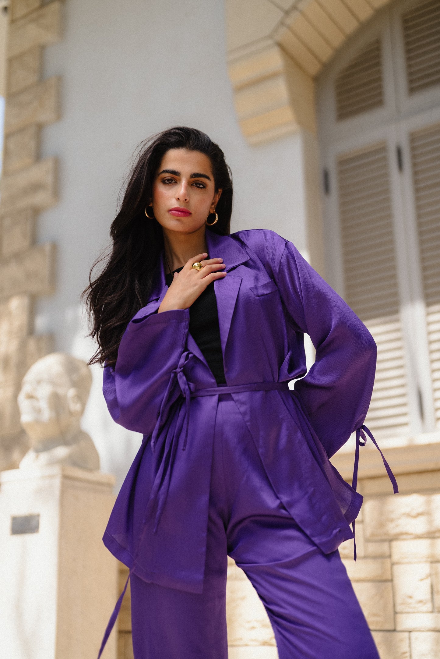 The Main Star Satin Pants in Purple