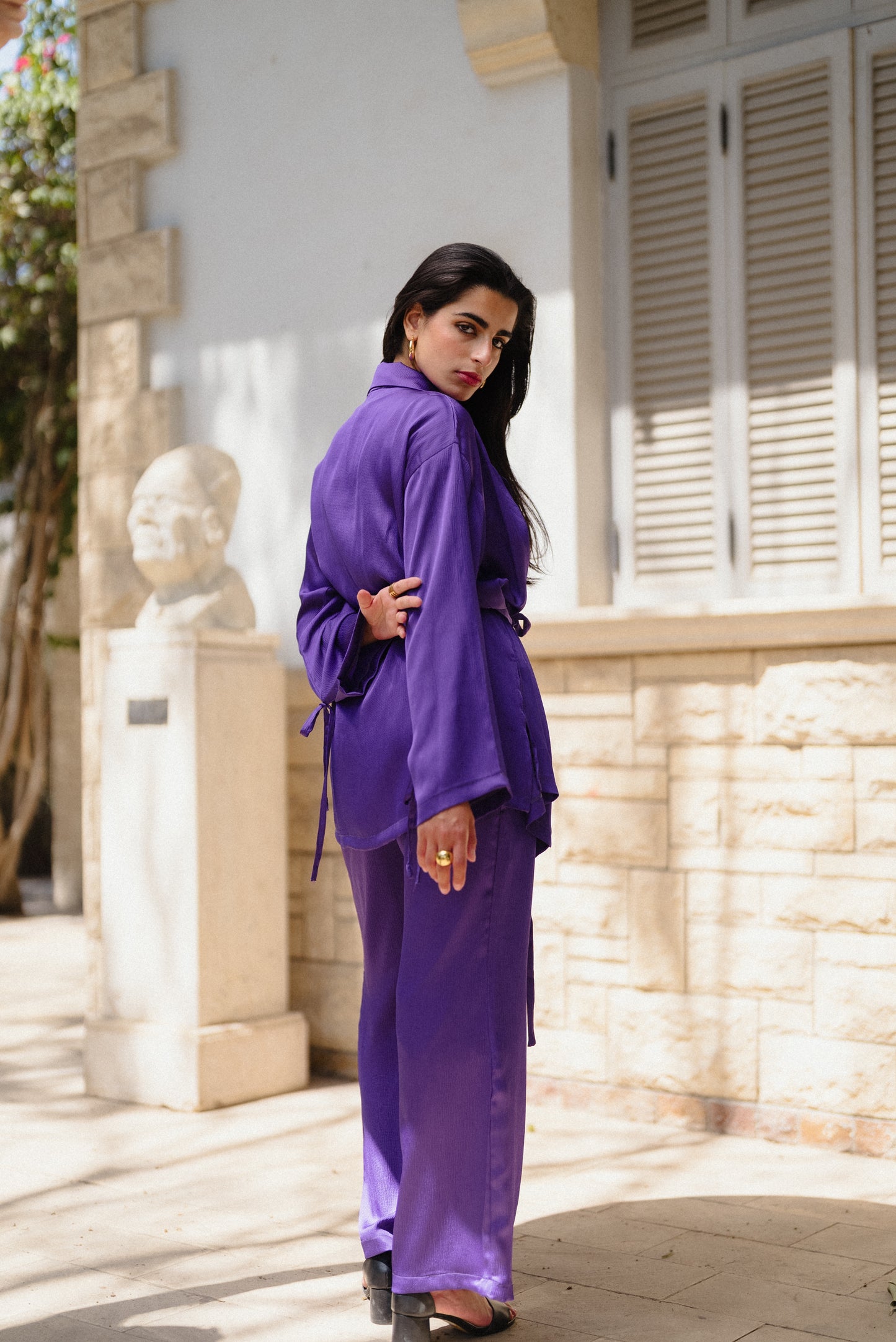 The Main Star Satin Pants in Purple