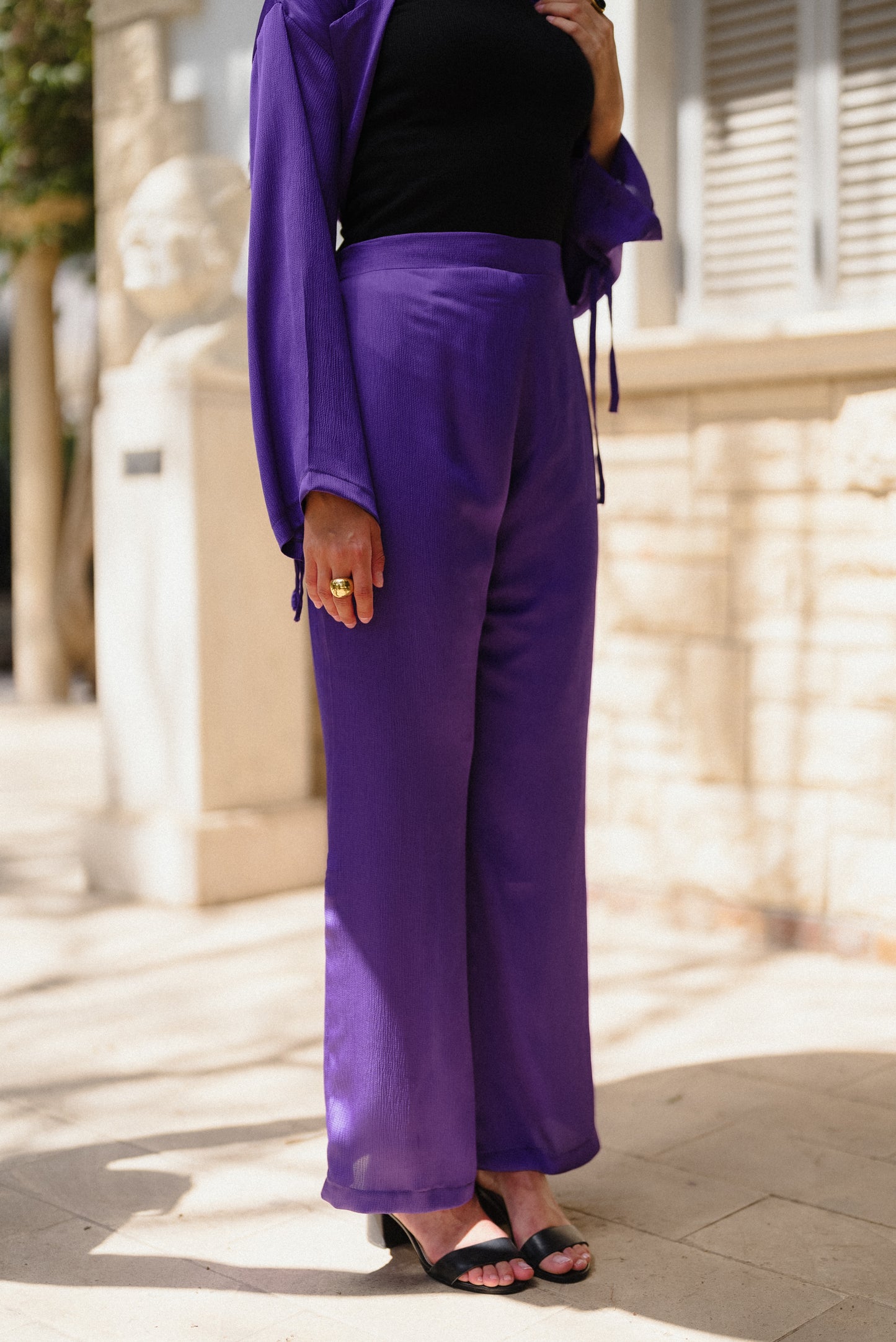 The Main Star Satin Pants in Purple