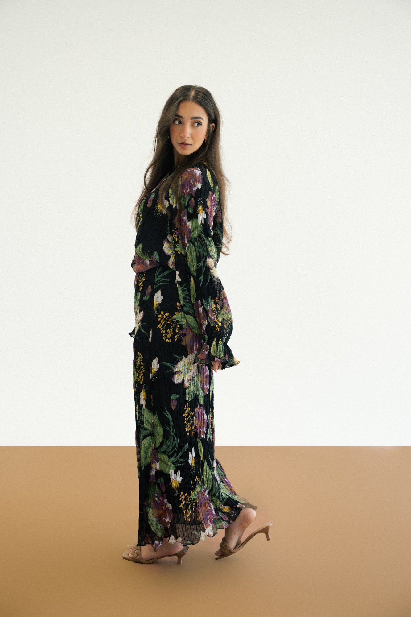 Floral Pleated Skirt