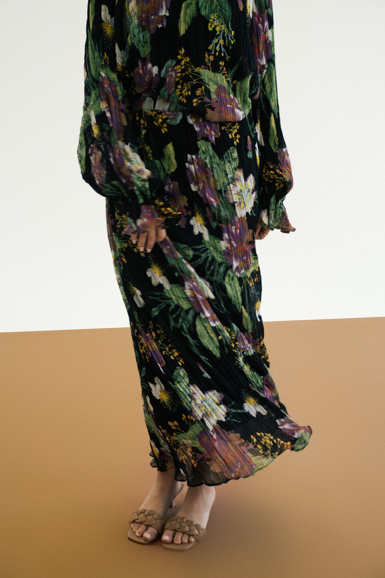 Floral Pleated Skirt