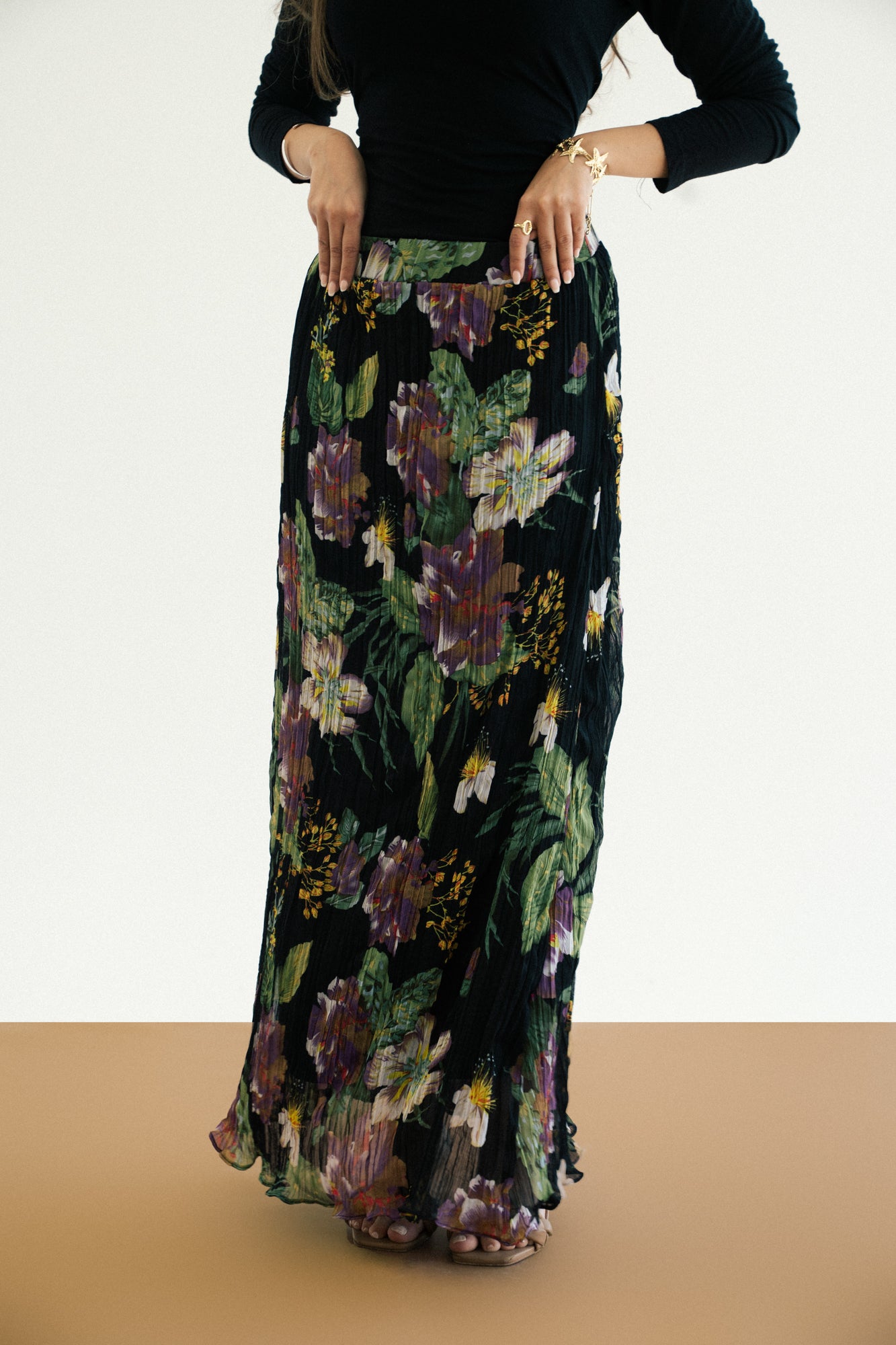 Floral Pleated Skirt