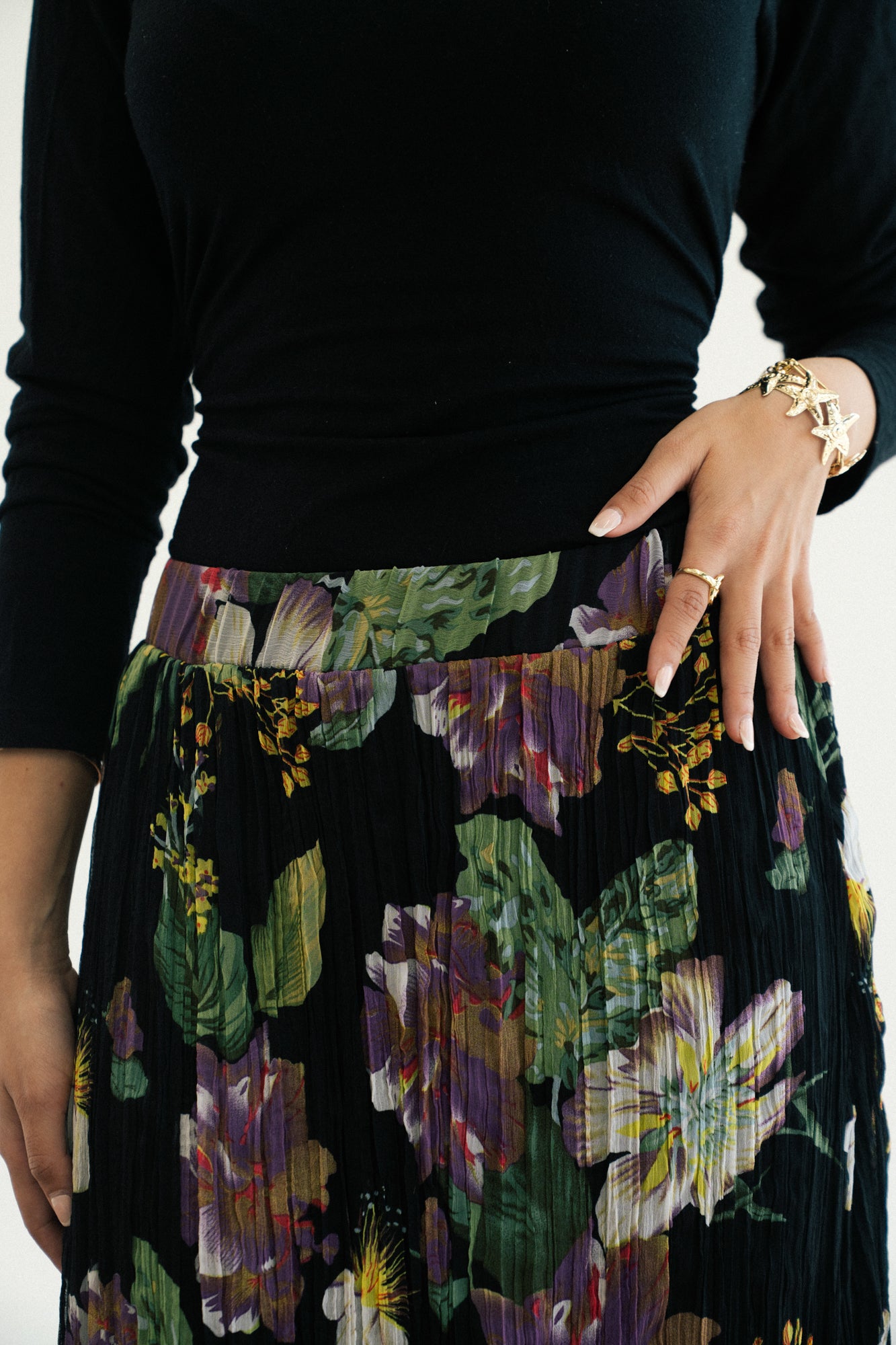 Floral Pleated Skirt