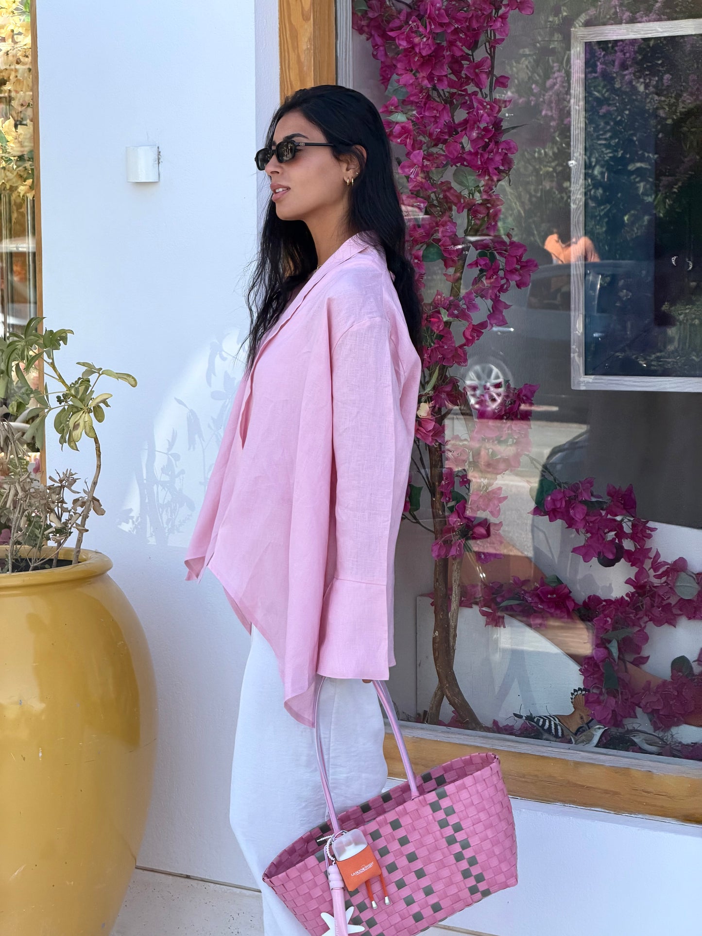 Everyday Linen Cardigan in Ballerina Pink