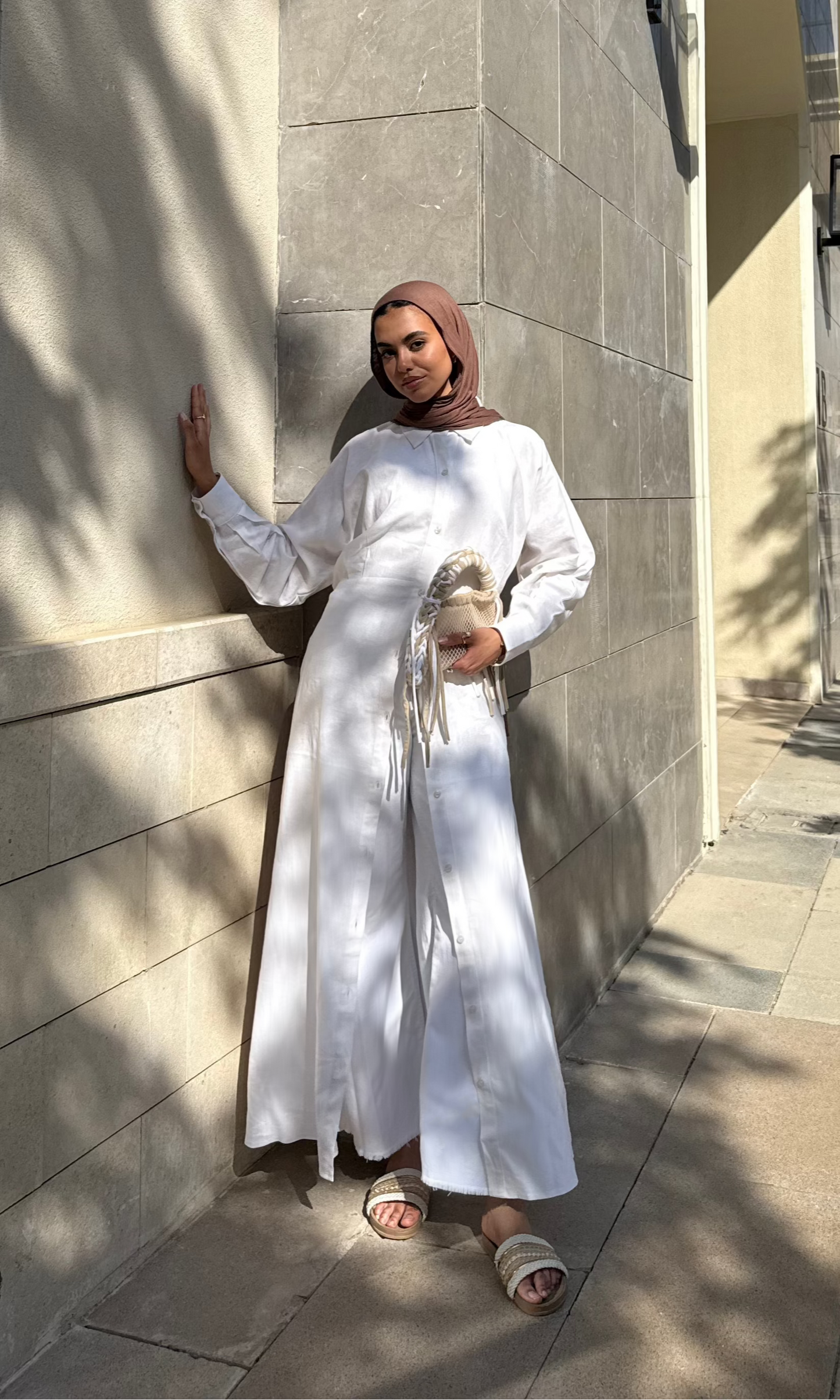 Linen Flow Shirt Dress in Eggshell