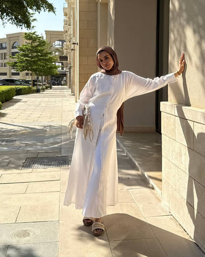 Linen Flow Shirt Dress in Eggshell