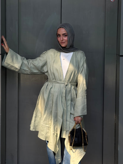Flow Linen Cardigan in Sage