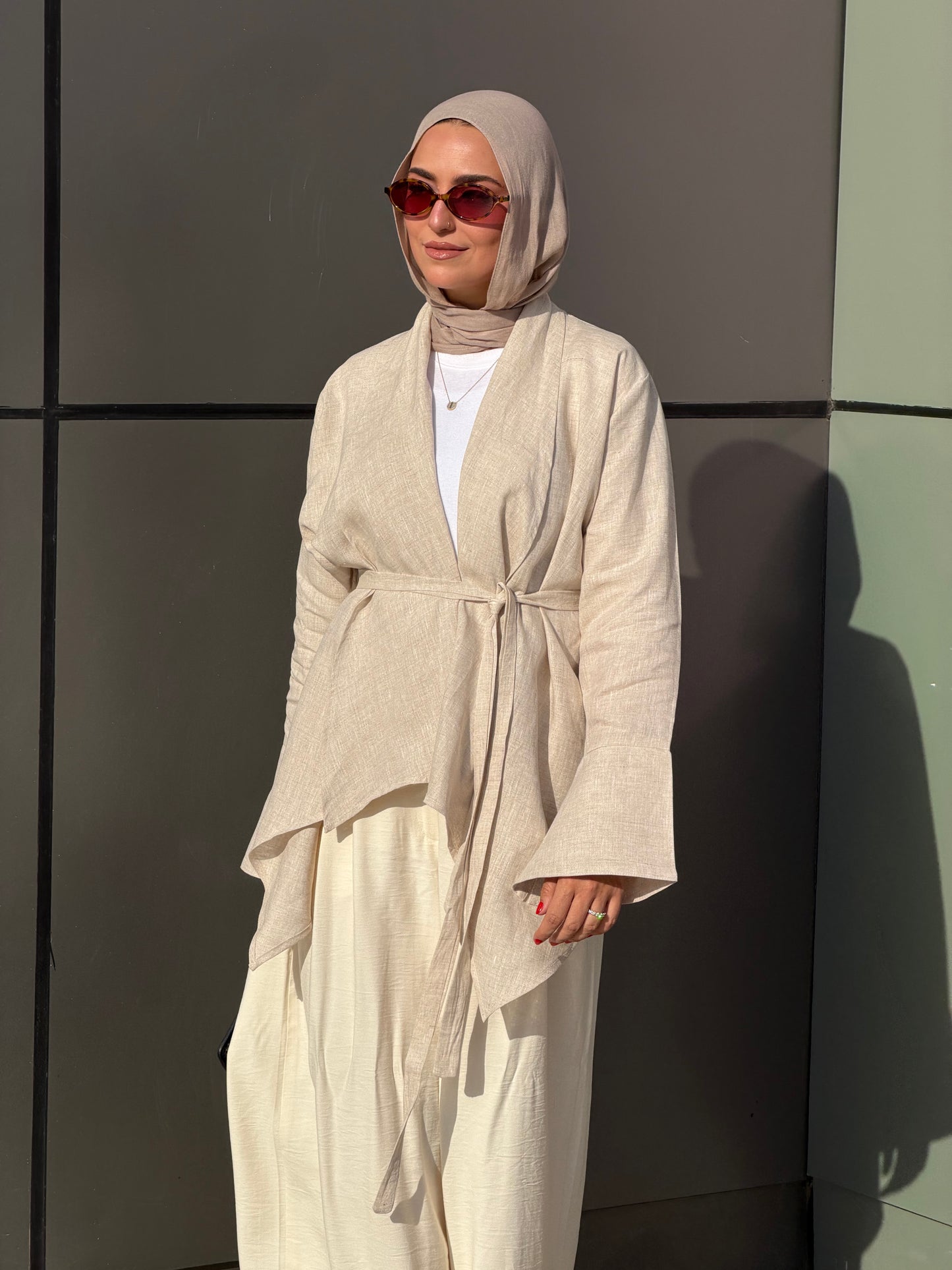 Everyday Linen Cardigan in Beige