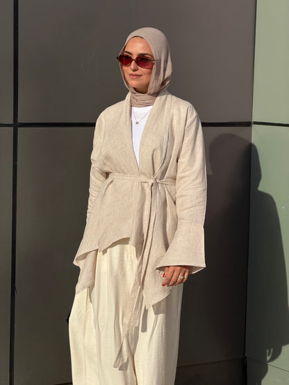 Everyday Linen Cardigan in Beige