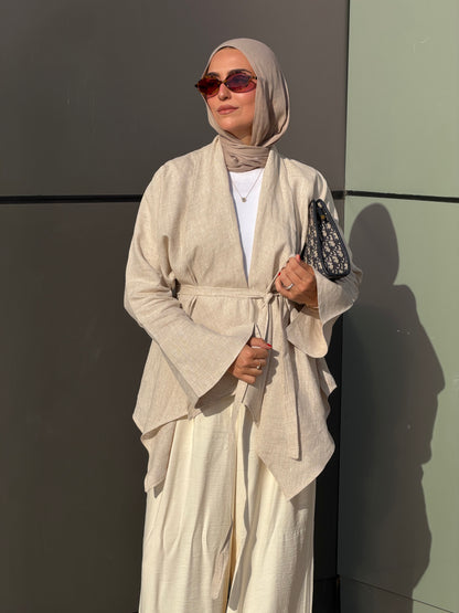 Everyday Linen Cardigan in Beige