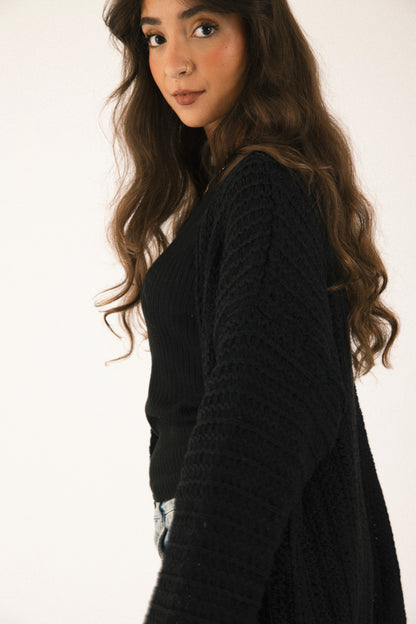 Warm Embrace Knit Cardigan in Black