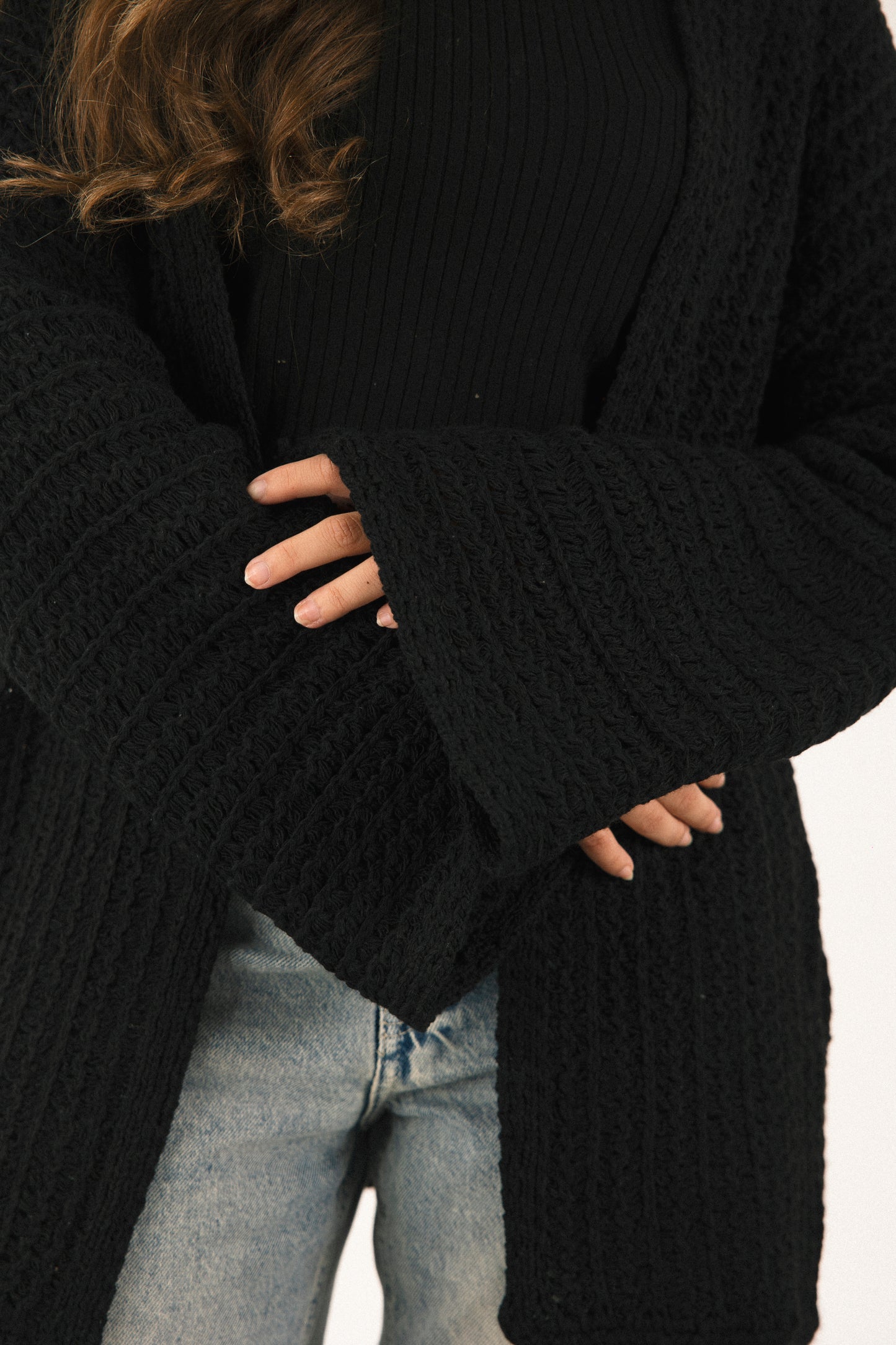 Warm Embrace Knit Cardigan in Black