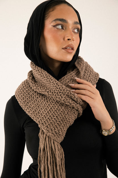 Knit Scarf in Cocoa Brown