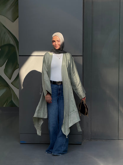 Flow Linen Cardigan in Sage