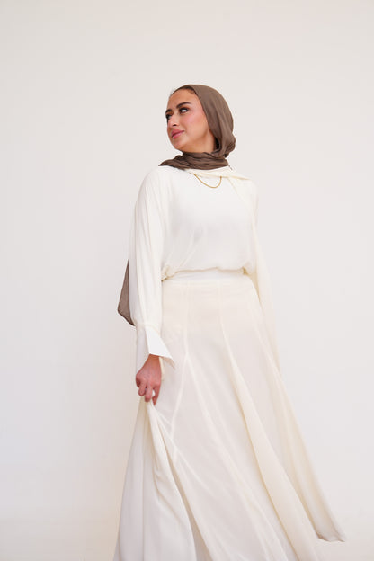 Layali Chiffon Skirt in Cream Offwhite