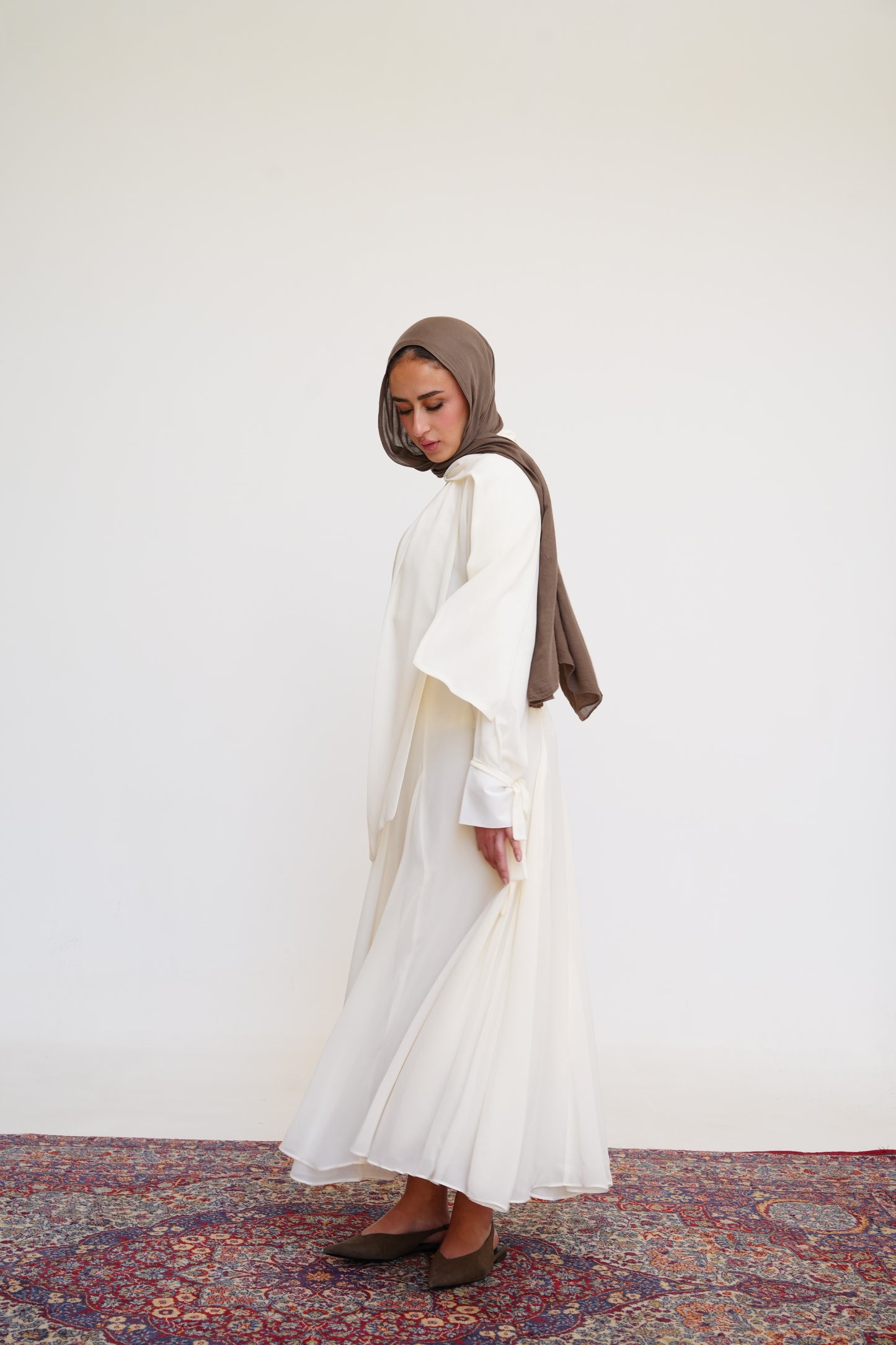 Layali Chiffon Skirt in Cream Offwhite