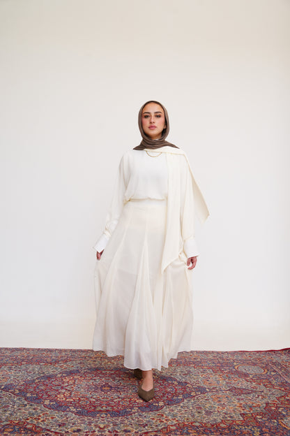 Layali Chiffon Skirt in Cream Offwhite