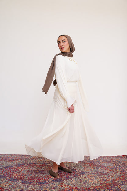 Layali Chiffon Skirt in Cream Offwhite