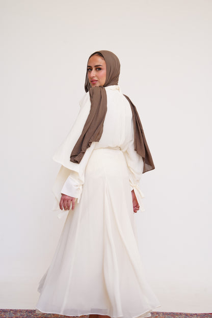 Layali Chiffon Skirt in Cream Offwhite