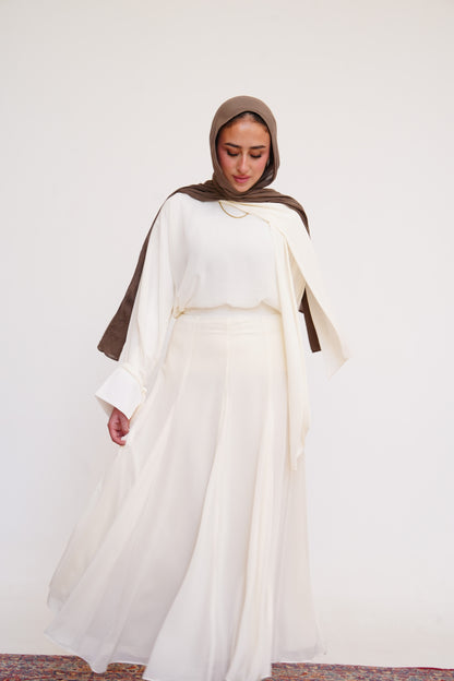 Layali Chiffon Skirt in Cream Offwhite