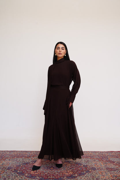 Layali Chiffon Skirt in Brown