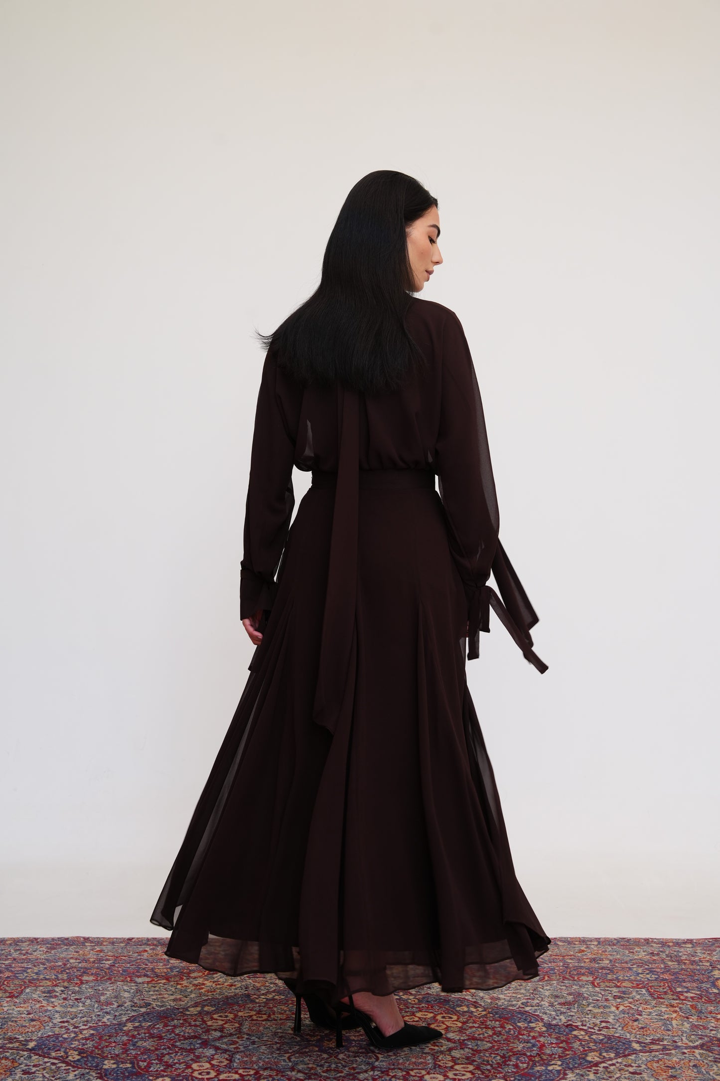 Layali Chiffon Skirt in Brown
