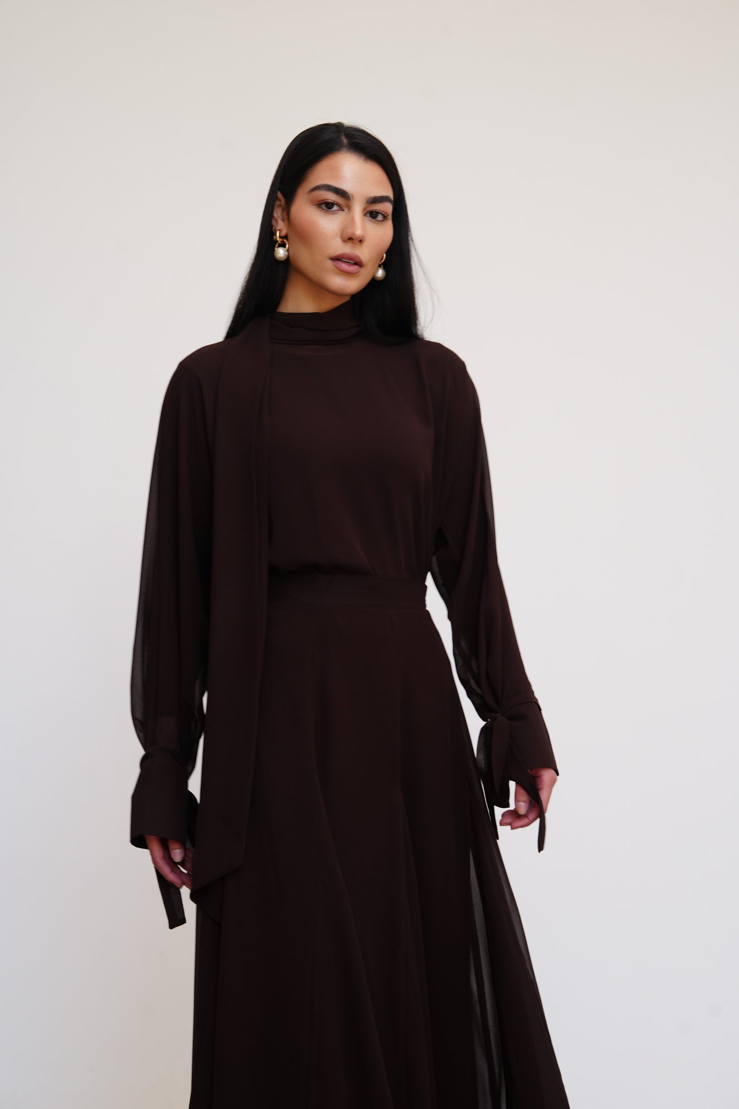 Layali Chiffon Blouse in Brown