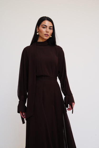 Layali Chiffon Blouse in Brown