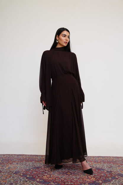 Layali Chiffon Skirt in Brown