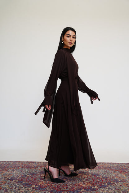 Layali Chiffon Skirt in Brown