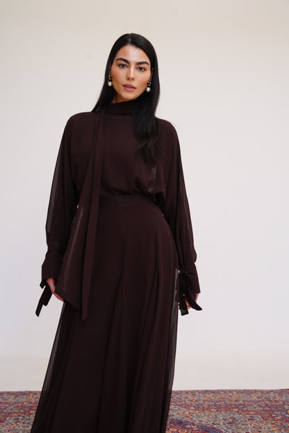 Layali Chiffon Skirt in Brown