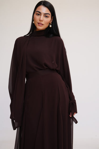 Layali Chiffon Blouse in Brown