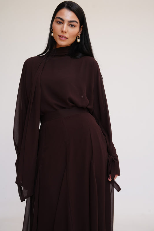 Layali Chiffon Blouse in Brown